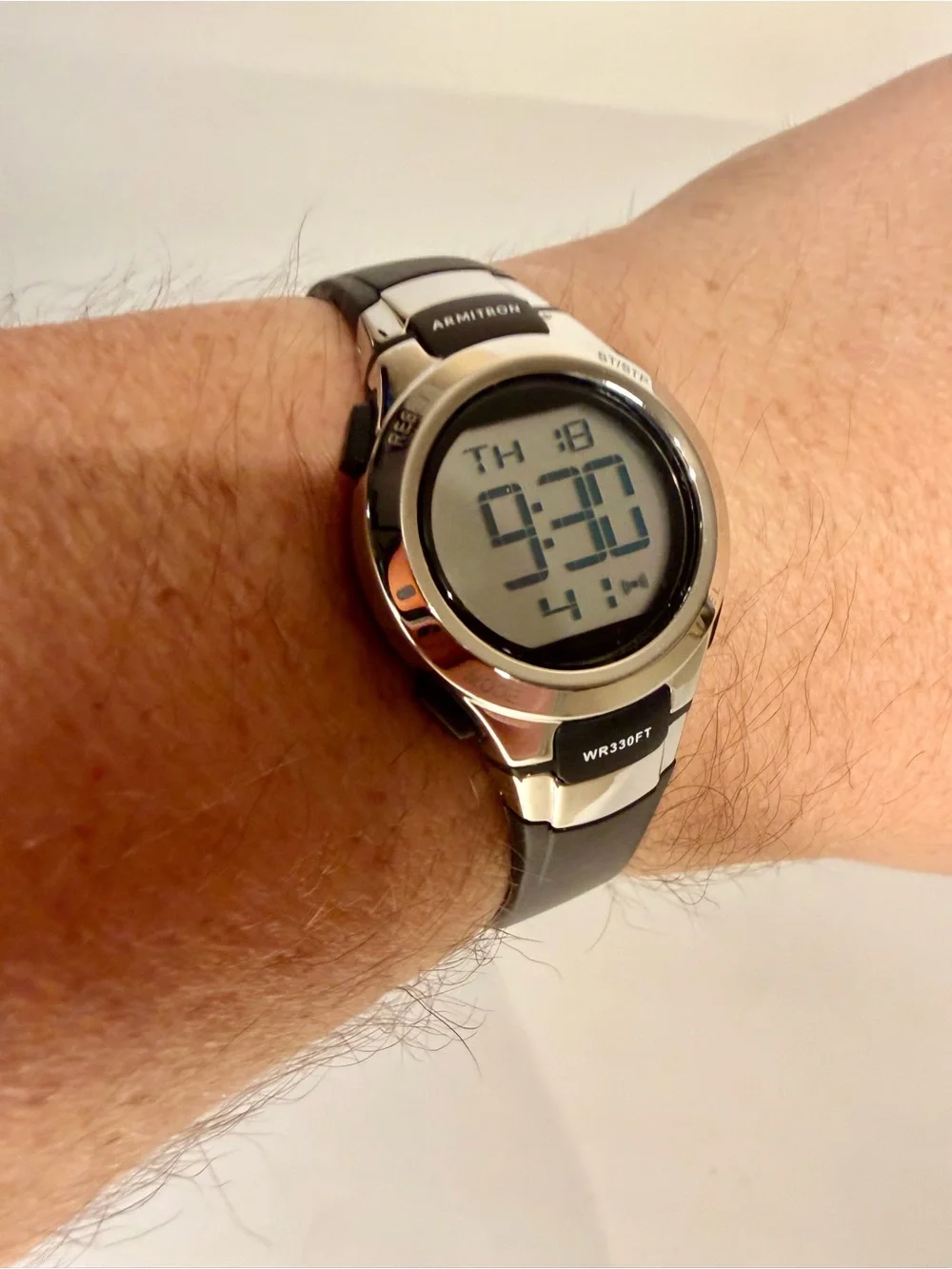 Armitron Sport Watch Women Digital Chronograph  27mm Silver Tone Black 45/7012